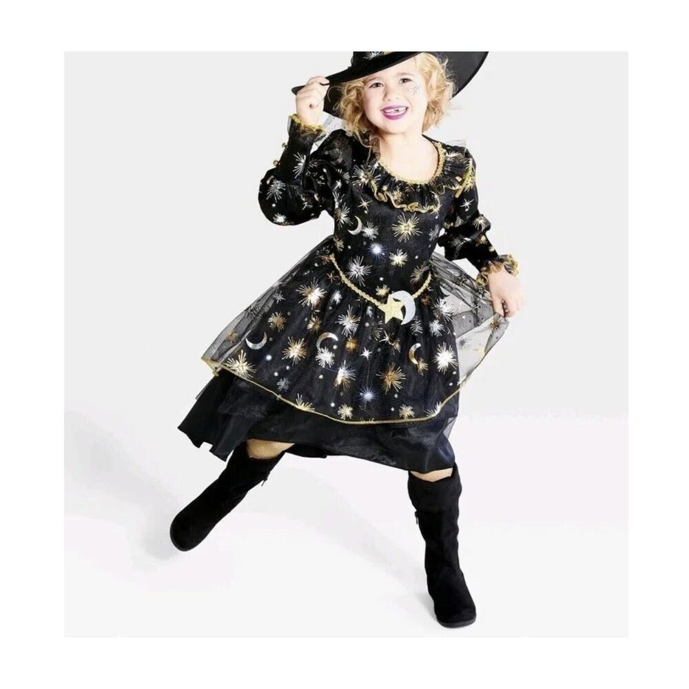 Hyde and Eek! Kids' Light-Up MOON & STAR WITCH Dress Only Kids Medium (8-10) NWT
